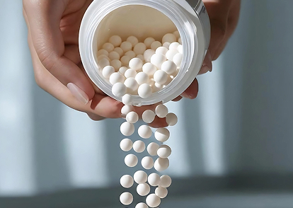 Bottle of lyophilized cosmetic beads